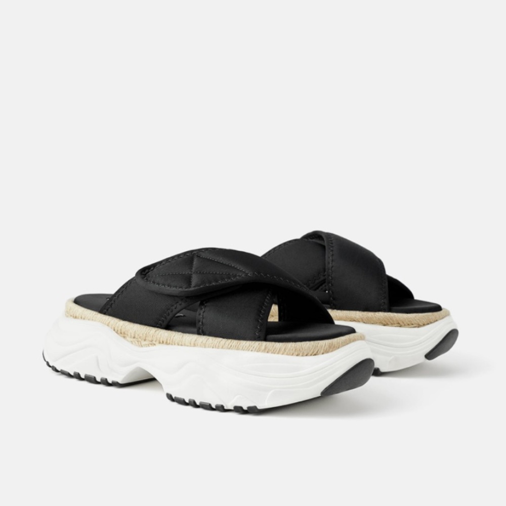 NWT • Zara • Flat Padded Athletic Sandals
